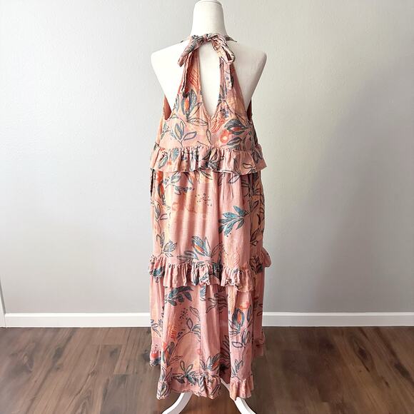 Free People Anita Desert Rose Tiered Tie Back Maxi Dress Women's Size XS - Picture 6 of 11